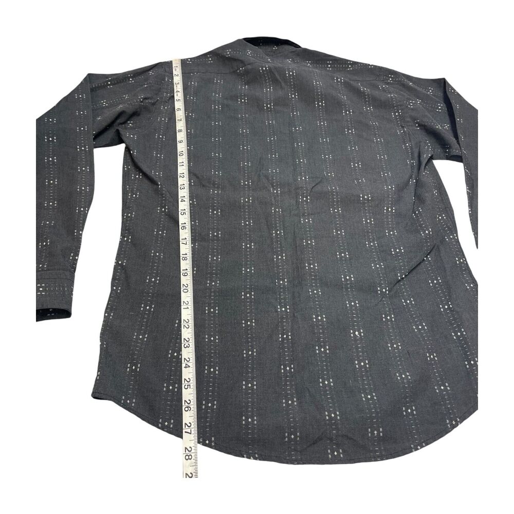 Oaktree Dress Shirt Men's Medium (15-15.5) Gray Printed Polyester Classic Formal - Picture 6 of 7